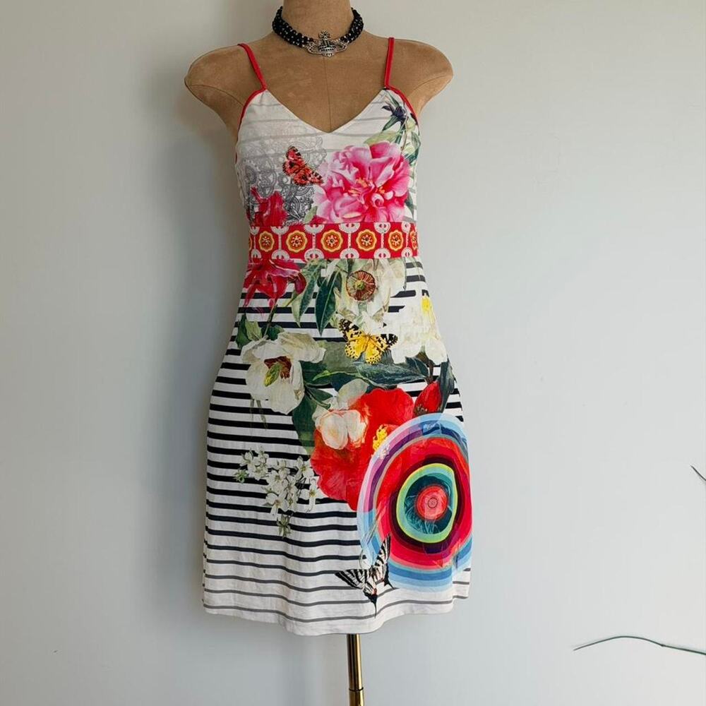 Eclectic floral stripe slip
